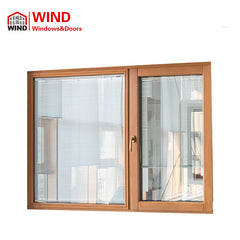 Aluminum Wood Inward Opening Casement Windows with Built in Blinds on China WDMA