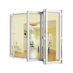 Aluminum glass panel accordion bifold folding door with built-in blinds on China WDMA