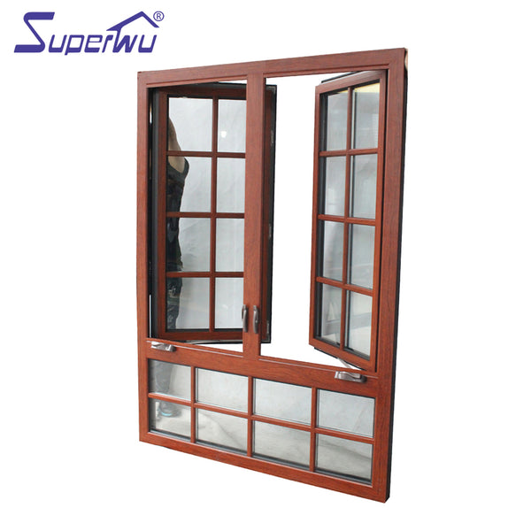 American design opening window two panels aluminium alloy casement window dual colored on China WDMA