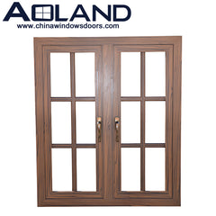 Aoland aluminium wood grain french casement windows with AS 2047 on China WDMA