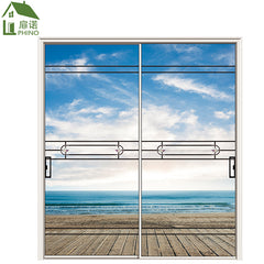 Apartment balcony double tempered glass double pane track rail aluminium sided Sliding glass door on China WDMA