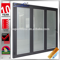 Australia AS2047 standard double glass economic sliding and folding door mechanism with blinds inside on China WDMA