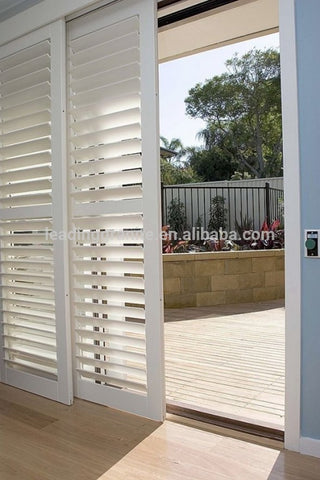 Basswood sliding patio door security shutters on China WDMA