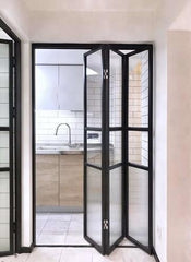 Bi-fold door folding window steel windows & doors grill design and customized folding glass door on China WDMA