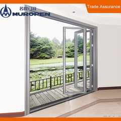 Big view aluminium alloy bi-fold interior glass door continuous twin-seal system comply with American standard on China WDMA