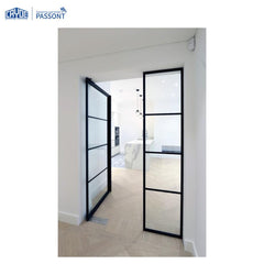 Black color slim aluminum frame customized steel doors casement on China WDMA