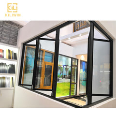 Black french sash windows new design glass color changing acoustic aluminum horizontal accordion folding window for kitchen on China WDMA