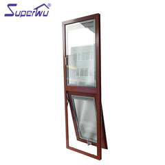 Built-in blind SP40 aluminum frame double glazed wood color awning windows on China WDMA