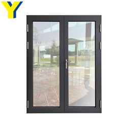Bullet proof security door with laminated glass french style aluminum casement hinged door on China WDMA