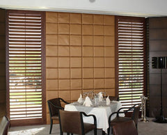 Cafe style white wood pvc finished window plantation shutter on China WDMA