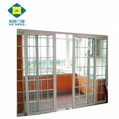 Cheap Double Tempered Glass White PVC Blacony Sliding Glass Doors with Grills for Bathrooms on China WDMA