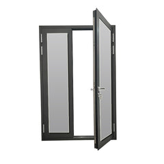 Cheap aluminum framed double glazed hinged door with security stainless steel flyscreen on China WDMA
