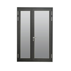 Cheap aluminum framed double glazed hinged door with security stainless steel flyscreen on China WDMA