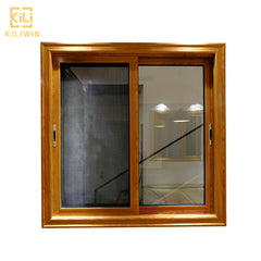 Cheap price fly screen office wood grain anodized aluminium sliding glass window for nigeria market on China WDMA