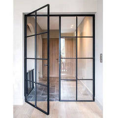 China Manufacturer Swing Open Exterior Black Metal French Doors Panel With Hardware Kit on China WDMA