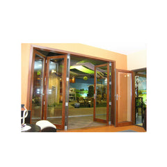 China factory and soundproof with hot insulation aluminum profile with double glass industrial inside blinds folding doors on China WDMA