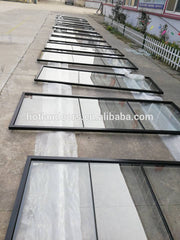 Commercial temper glazed matt black wrought iron french doors window for entrance on China WDMA