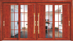 Competitive customized aluminium palace sliding doors 4 panels Wood grain aluminium alloy doors on China WDMA