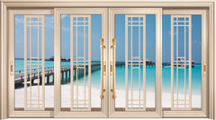 Competitive customized aluminium palace sliding doors 4 panels Wood grain aluminium alloy doors on China WDMA