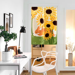 Corgi dog fabric art cartoon cotton and linen partition kitchen living room Japanese style door curtain portiere hanging screen on China WDMA