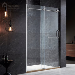 Custom clear tempered glass frameless shower door for hotel / home use on China WDMA