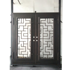 Custom colored oval glass exterior entry wrought iron glass door half moon glass doors on China WDMA