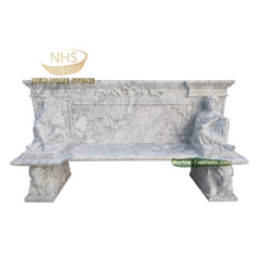 Customize Design Sculpture Stone Garden Decorative Park Hand Carve Statue Carrara White Marble Outdoor Bench on China WDMA