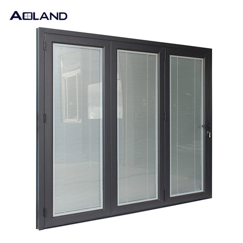 Customize bi fold doors windows for bathroom with blinds on China WDMA
