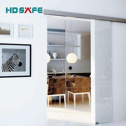 Customized interior aluminum frameless tempered glass office sliding door system on China WDMA
