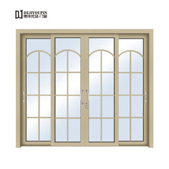 DJYP D136B wood grain color soundproof sliding glass patio doors standard size aluminium door and window manufacturer on China WDMA