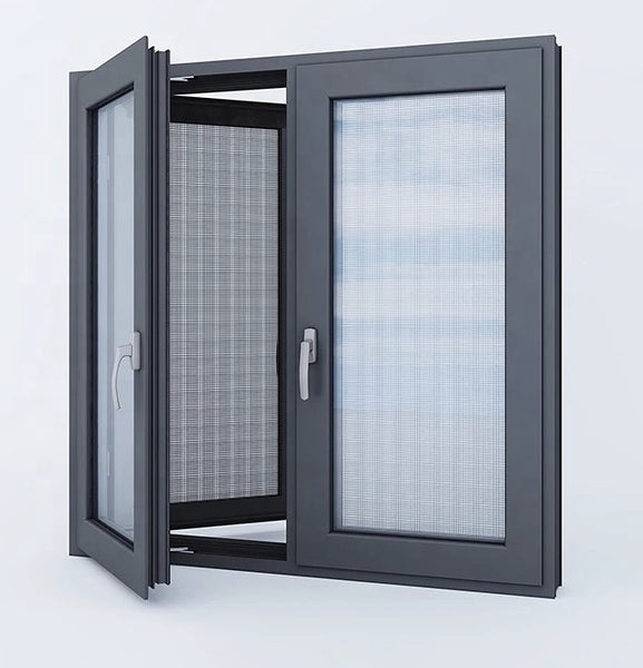 Dark grey thermal break double glazed aluminum windows on China WDMA