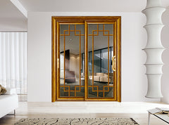 Decorative lattice yellow aluminum door aluminium bathroom waterproof doors on China WDMA