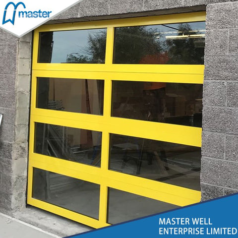 Double car colored aluminum composite glass garage door panels on China WDMA