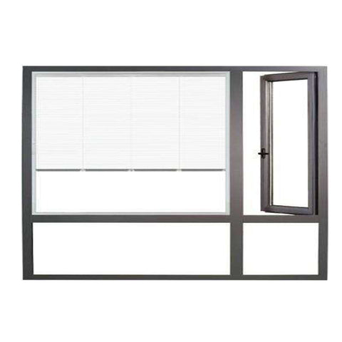 Double glass thermal break aluminium frame casement window with inside blind on China WDMA