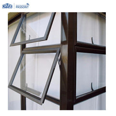 Double tempered glass extruded aluminum window frame top hung casement window on China WDMA