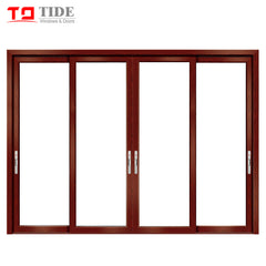 Double track door aluminum timber Teak wood sliding glass door with internal blinds on China WDMA on China WDMA