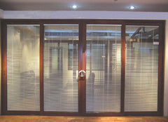 Exterior Wood Grain Aluminum Sliding glass Door with Internal Blinds on China WDMA on China WDMA