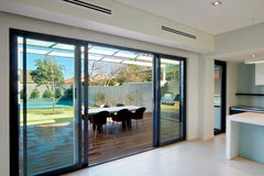 Exterior Wood Grain Aluminum Sliding glass Door with Internal Blinds on China WDMA on China WDMA