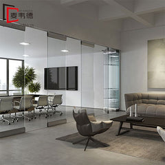 Exterior and interior use frameless sliding folding glass doors glazed movable partition door for office on China WDMA