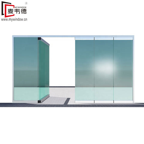 Exterior and interior use frameless sliding folding glass doors glazed movable partition door for office on China WDMA