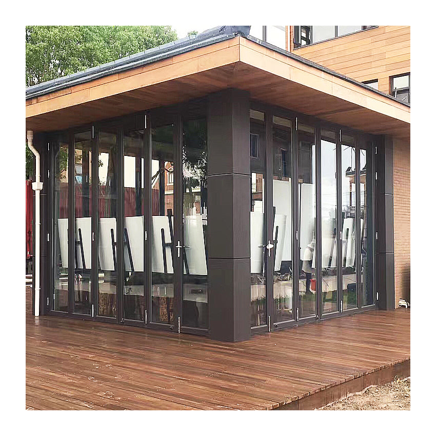 Exterior veranda double glazed custom bifolding door for corner on Chi ...