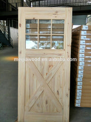 French Style 6-Lite Flat Top With Half X Brace Bi-Parting Exterior Glass Barn Door With Sliding Door Hardware on China WDMA