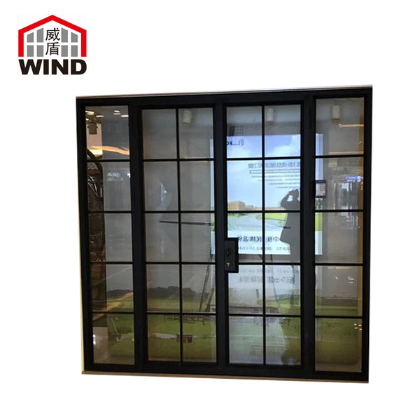 French style horizontal narrow frame customized color double glass sliding aluminium windows and doors with grill design on China WDMA