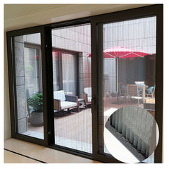 GM_Characteristic red double door aluminum fold door design high quality bi folding mosquito screen door on China WDMA