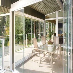 Gaoming European Style Cheap Balcony Patio Plastic UPVC PVC Remote Control Slide Front Glass French Door on China WDMA