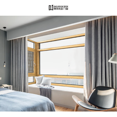 Gold Oak Colors Aluminum Double Pane Overlapping Glass Swing Window With Louvers on China WDMA