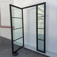 WDMA Modern design tempered glass wrought iron french front steel swing door crittal glass door