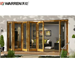 Warren 24x90 Bifold Aluminium Stained Glass Black Frameless Sliding Door For Sale
