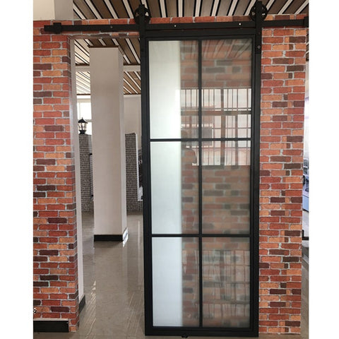 WDMA Popular product Wrought iron sliding door Kitchen Bathroom Steel insulated sliding barn door with hardware