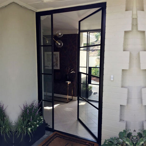 WDMA Good quality iron door designs steel glass doors windows